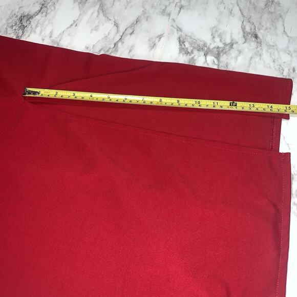 LAN Red Off Shoulder Ruffled Sleeveless Midi Slit Cocktail Evening Party Dress - Picture 10 of 10